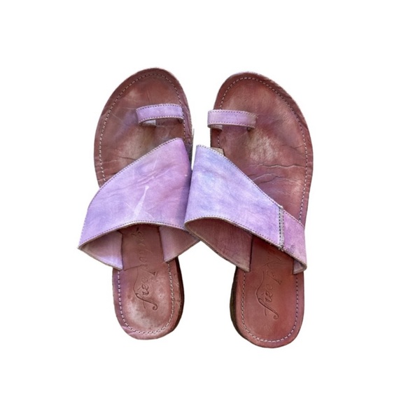 Free People Sant Antoni Leather Toe Loop Slide Sandals Lilac 10 - Picture 3 of 6